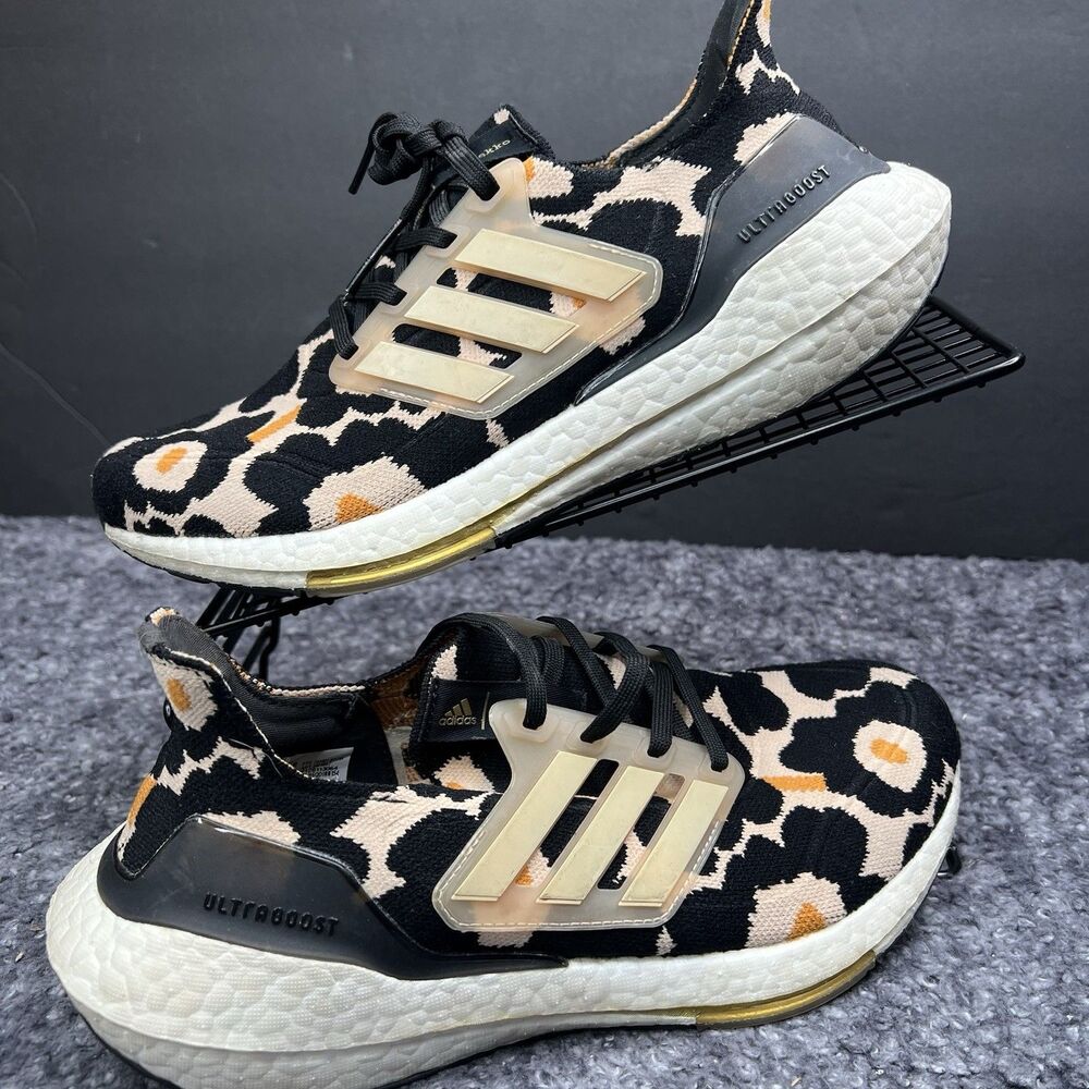 Adidas Ultraboost 21 Marimekko HO1087 Women Size 7.5 Black Leopard Running Shoes